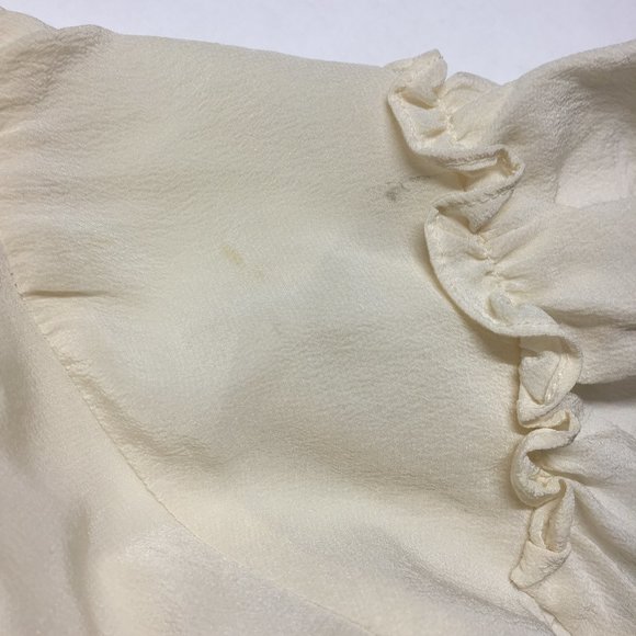 REBECCA TAYLOR Ivory Gray Silk Wool Blend Ruffle Short Sleeve Dress - Picture 13 of 15